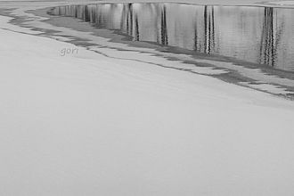 所々にある沼は流れの為に凍らない