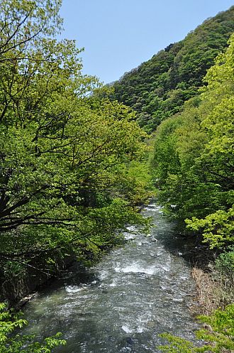 磐梯熱海温泉街を流れる清流「五百川」